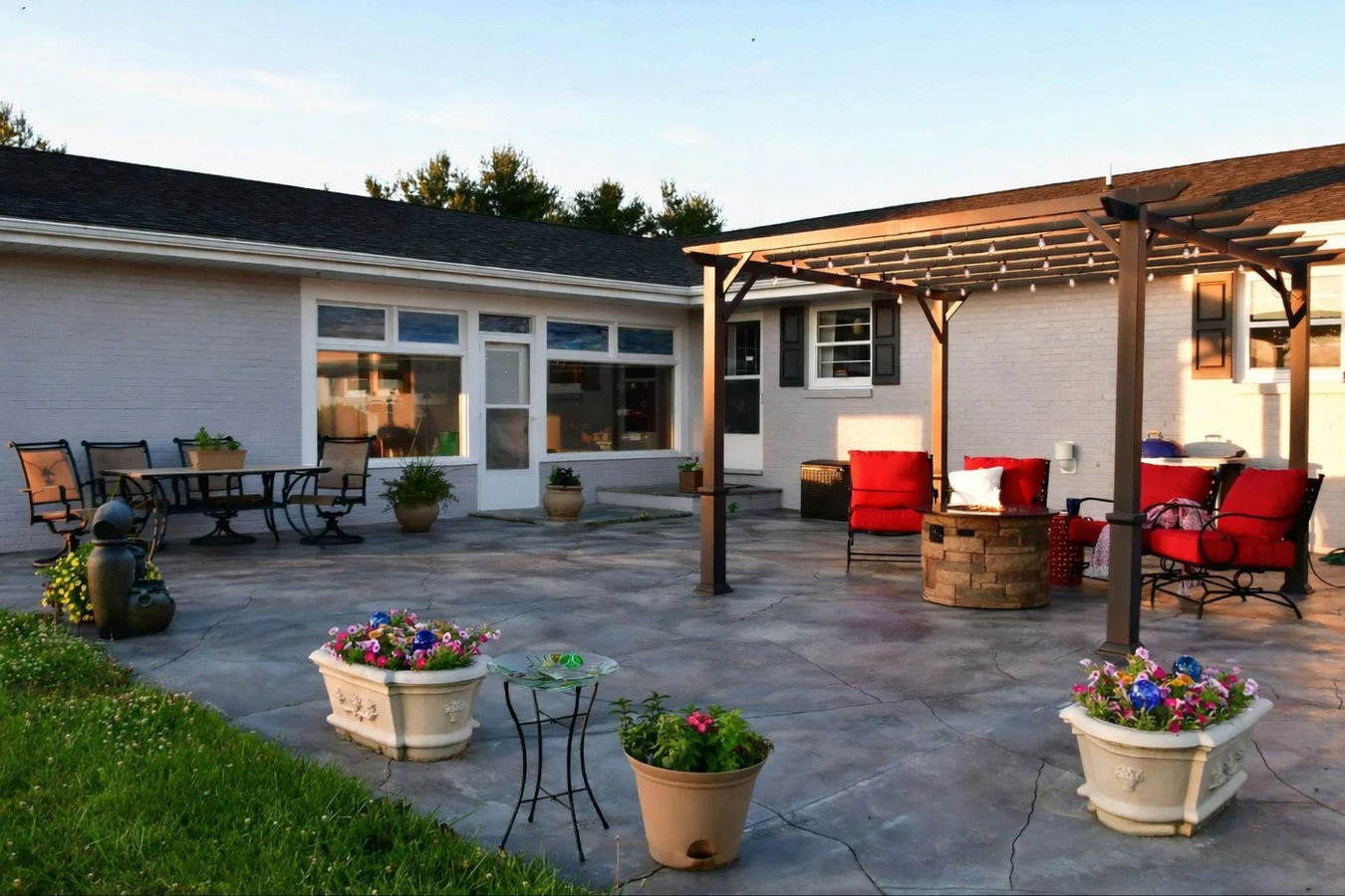 Concrete patio construction